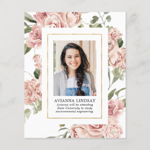 Budget Pink Floral Photo Back Graduation Party  Flyer