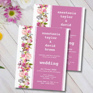 Budget Pink Floral Wedding Invitation