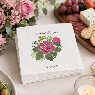 Budget Pink Floral Wedding Napkin
