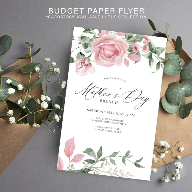 Budget pink flowers Mothers Day brunch invitation Flyer (Creator Uploaded)