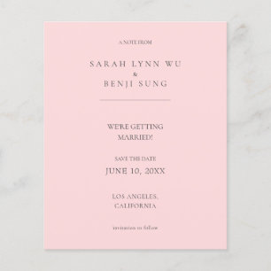Budget Pink G Minimalist Mod 2V2 Save the Date Flyer