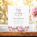 Budget Pink Garden Floral 70th Birthday Invitation<br><div class="desc">Celebrate in style with a garden floral calligraphy 70th birthday invitation, perfect for a milestone event. Featuring vibrant floral designs and elegant calligraphy, this invitation sets a whimsical yet sophisticated tone for your celebration. The lush garden theme blends natural beauty with graceful typography, creating a timeless and inviting look. Ideal...</div>