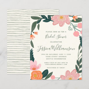 Budget Pink Garden Floral Bridal Shower Invite