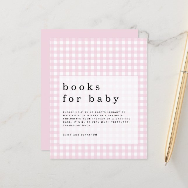 Budget Pink Gingham Books for Baby enclosure (Front/Back In Situ)