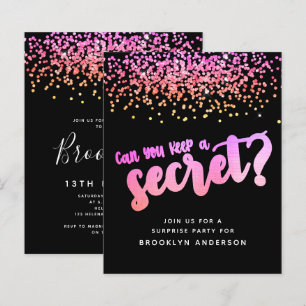 BUDGET Pink Glitter Surprise Party Invitation