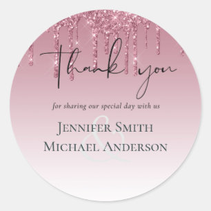 BUDGET Pink Glitter Wedding Classic Round Sticker