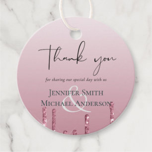 BUDGET Pink Glitter Wedding Favour Tags