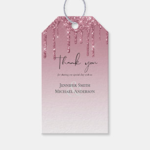BUDGET Pink Glitter Wedding Gift Tags