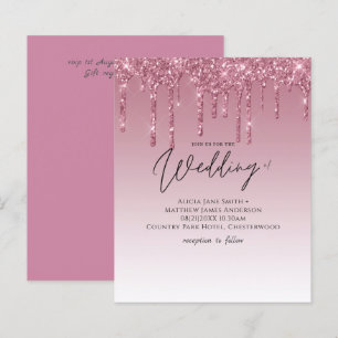 BUDGET Pink Glitter Wedding Invitations