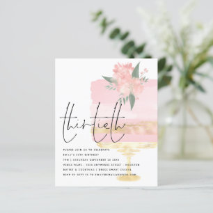 Budget Pink Gold Birthday Cake 30th Party Invite