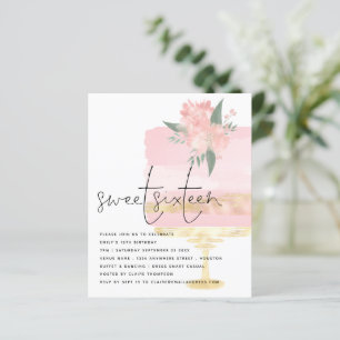 Budget Pink Gold Birthday Cake Sweet 16 Invite