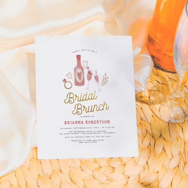 Budget Pink & Gold Modern Bridal Brunch & Bubbly (Creator Uploaded)
