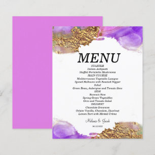 Budget Pink Gold Purple Ink Flat Menu card