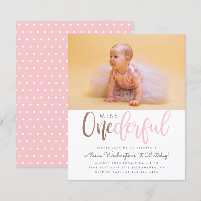 Budget Pink Miss Onederful Photo 1st Birthday (Front/Back)