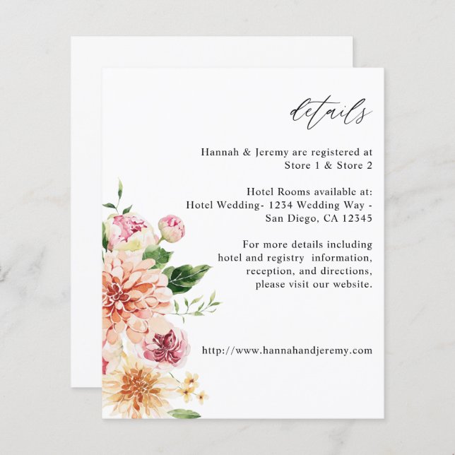 Budget Pink & Peach Floral & Greenery Details (Front/Back)