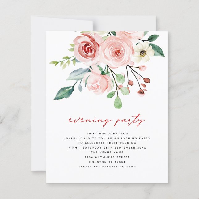 BUDGET Pink Peach Florals QR Evening Party (Front)