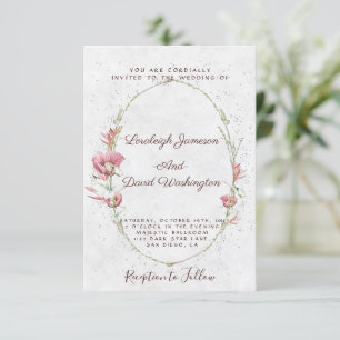 Budget Pink poppies wedding invitation