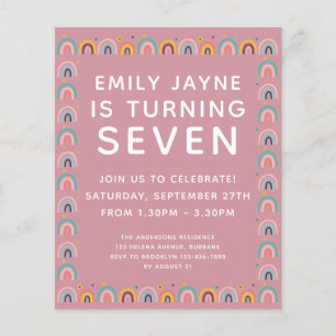 BUDGET Pink Rainbows Birthday Party Invitation