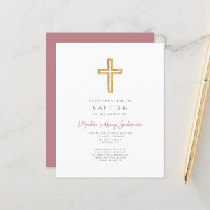 Budget Pink Religious Cross Girl Baptism