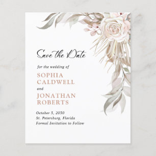 Budget Pink Rose Elegant Foliage Save the Date