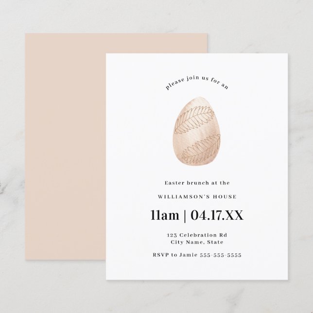 Budget Pink Simple Minimal Watercolor Easter Egg  (Front/Back)