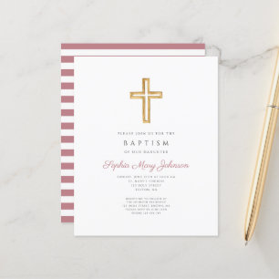 Budget Pink Stripes Cross Religious Girl Baptism