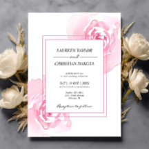 Budget Pink Watercolor Roses Wedding Invitation