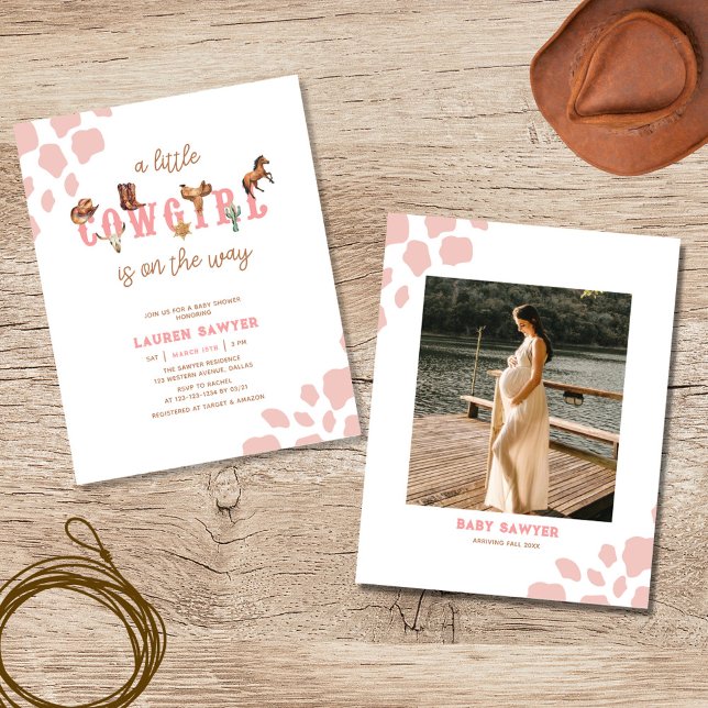 Budget Pink Western Cowgirl Baby Shower Invitation Flyer (Creator Uploaded)