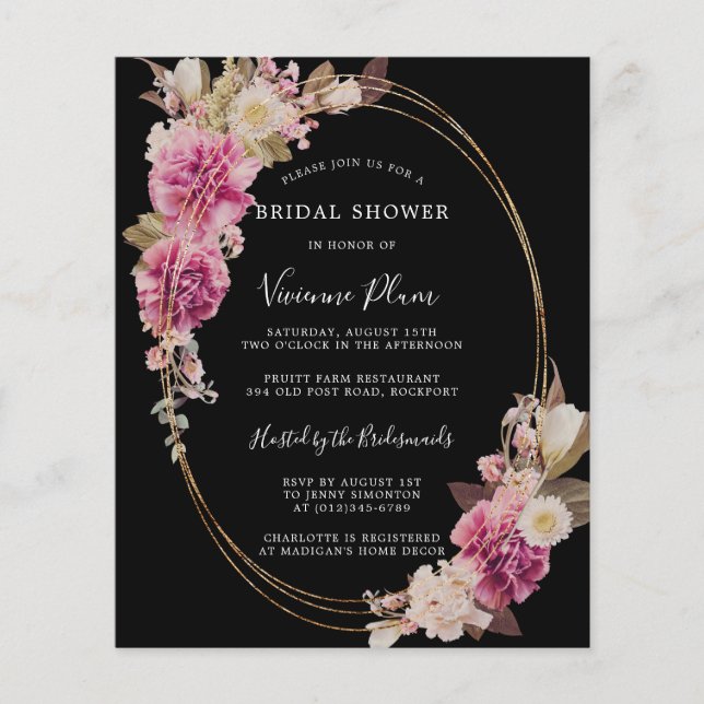 Budget Pink White Boho Bridal Shower Invitation (Front)