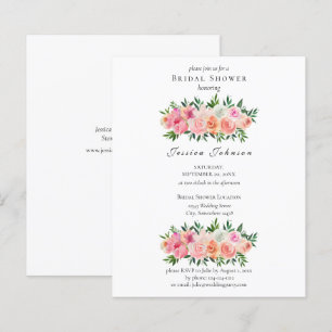Budget Pink & White Floral Bridal Shower Invite