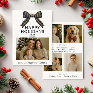 Budget Plaid Bow Christmas Photo Holiday Flat Card