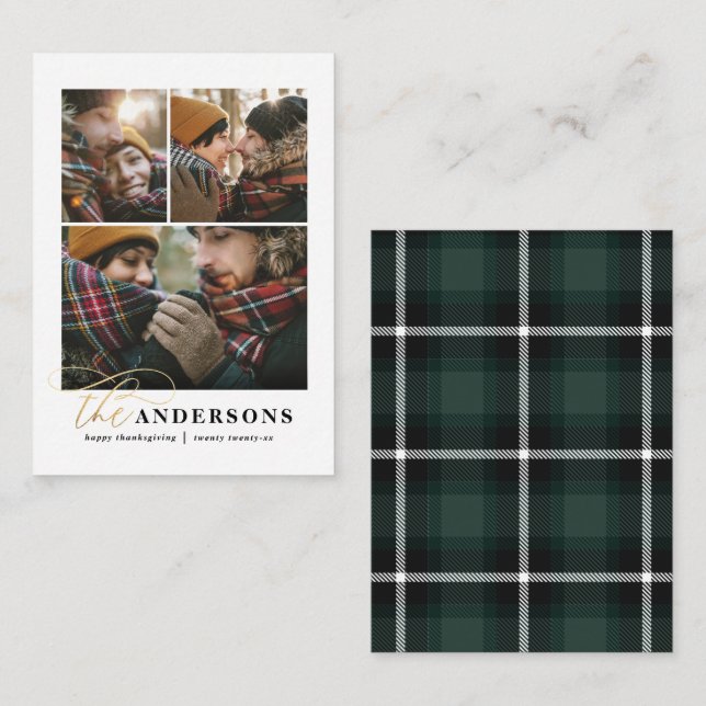 budget plaid multi photo remerciement carte de fêt (Devant / Derrière)