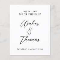 Budget Plain Black & White Calligraphy Save Date