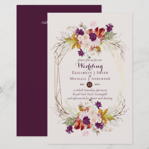 BUDGET Plum and Coral Wedding Invitations A9