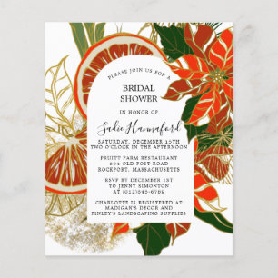 Budget Poinsettia Citrus Bridal Shower Invitation
