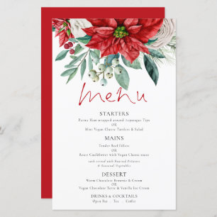 Budget Poinsettia Florals Menu Mariage