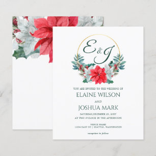 Budget Poinsettia Monogram Wedding Invitation
