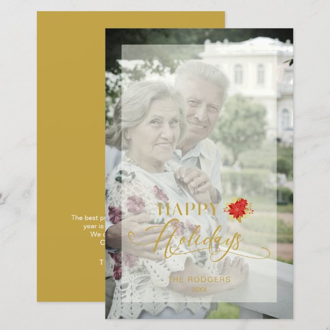 Budget Poinsettias Happy Holidays Photo Family  (Front/Back)