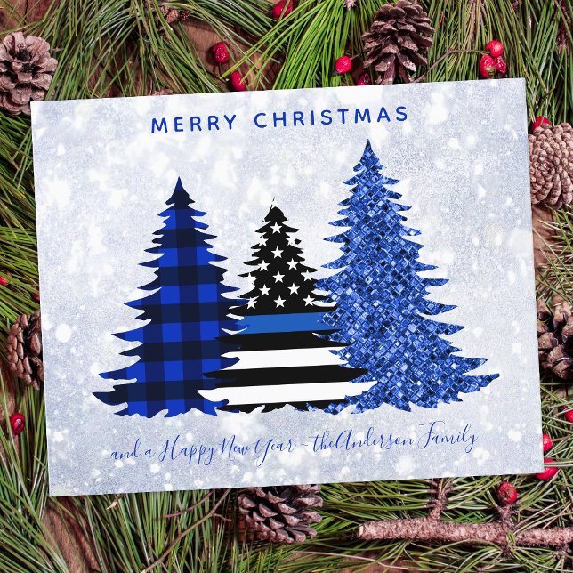 Budget Police Christmas Blue Line Plaid Glitter (Creator Uploaded)