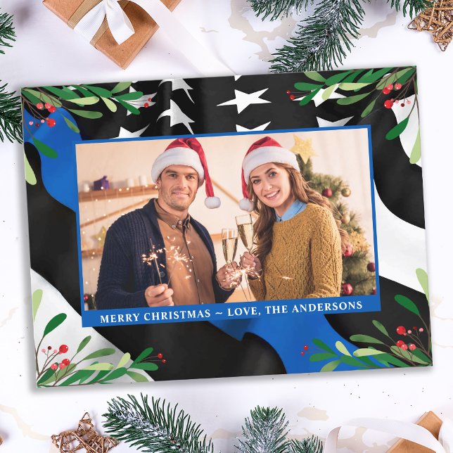Budget Police Christmas Card Photo Blue Flag (Creator Uploaded)