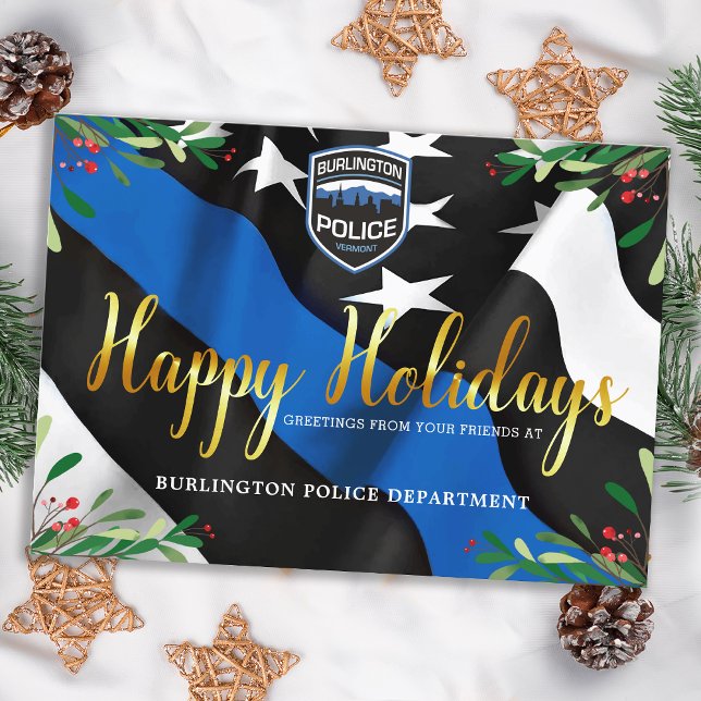 Budget Police Department Christmas Blue Line Flag  Postcard (Creator Uploaded)