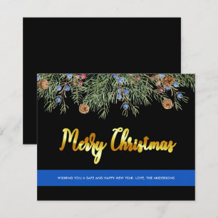 Budget Police Joyeux Noël Mince carte de ligne ble