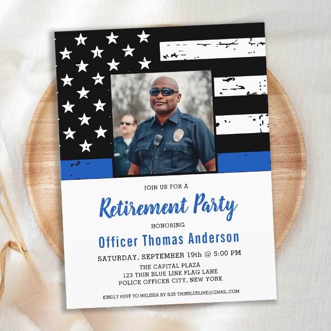 Budget Police Retirement Custom Photo Invitation Postcard (Creator Uploaded)