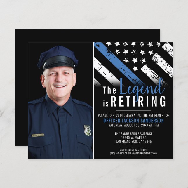 Budget Police Retirement Party Photo Invitation (Front/Back)