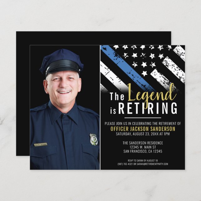Budget Police Retirement Party Photo Invitation (Front/Back)