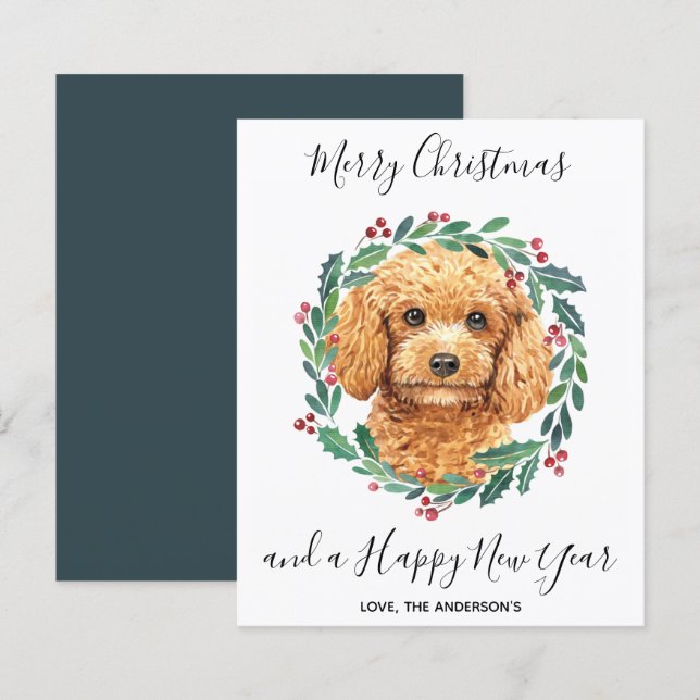 Budget Poodle Chien élégant Joyeux Noël Carte (Devant / Derrière)