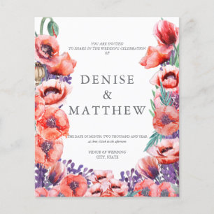 Budget Poppy Wedding Invitation in Basil Green