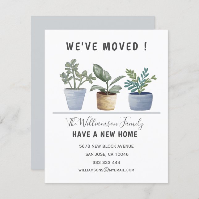 Budget Potted Plants We've Moved Announcement  (Front/Back)