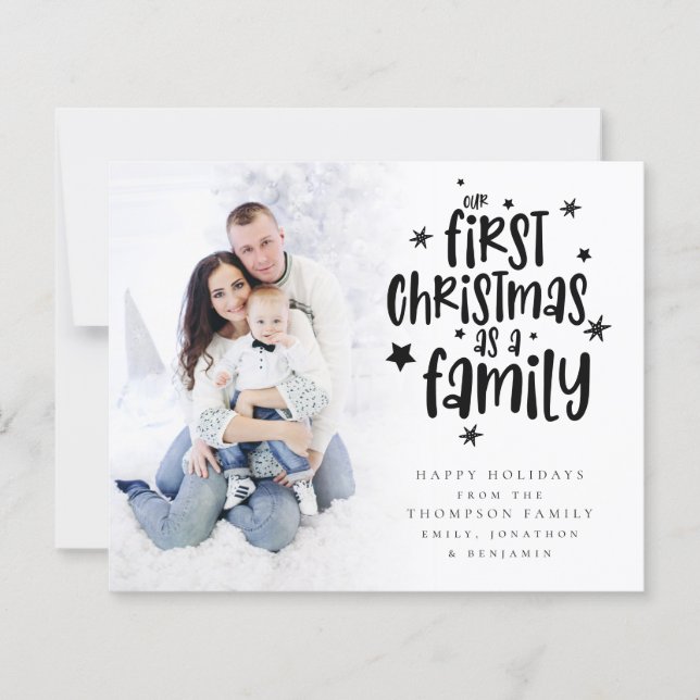 Budget Premier Noël en famille Carte photo personn (Devant)