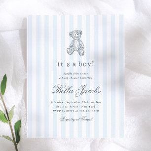Budget Preppy Vintage Teddy Bear Boy Baby Shower